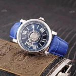 Copy Cartier Rotonde de Astrotourbillon Blue Leather Strap Watch